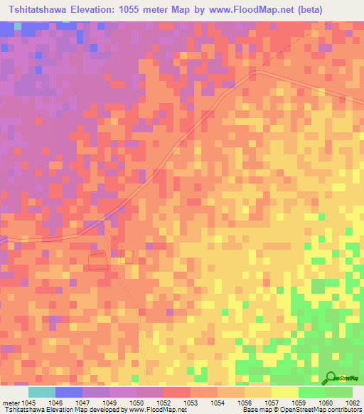 Tshitatshawa,Zimbabwe Elevation Map