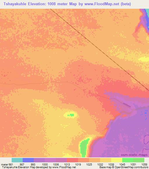 Tshayakuhle,Zimbabwe Elevation Map