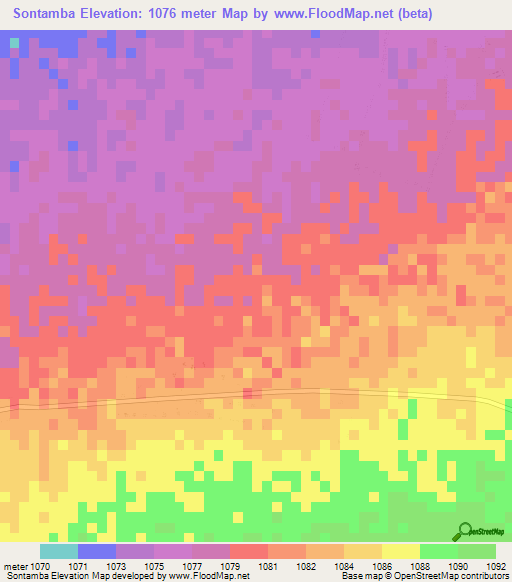Sontamba,Zimbabwe Elevation Map