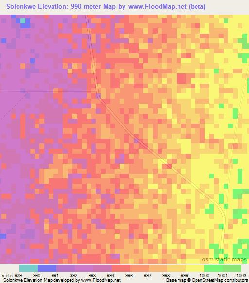 Solonkwe,Zimbabwe Elevation Map