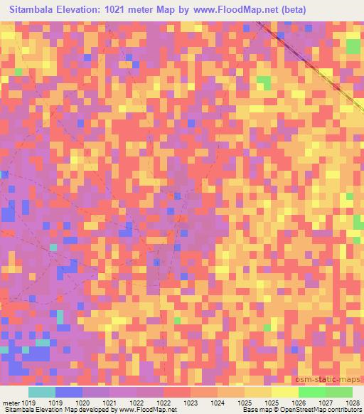 Sitambala,Zimbabwe Elevation Map