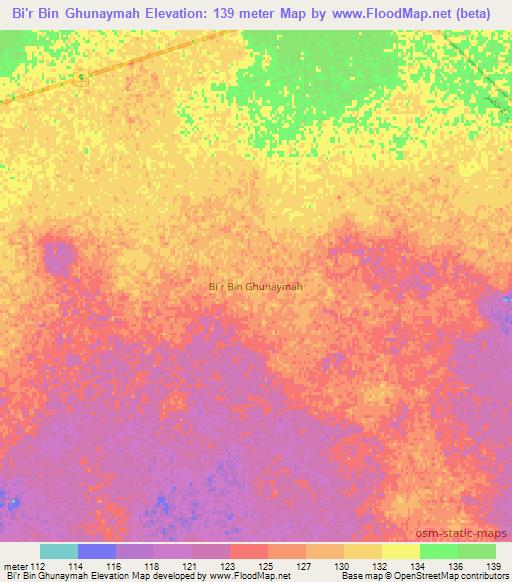 Bi'r Bin Ghunaymah,Libya Elevation Map