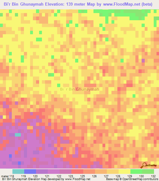 Bi'r Bin Ghunaymah,Libya Elevation Map
