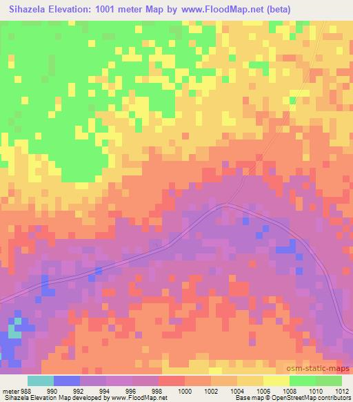 Sihazela,Zimbabwe Elevation Map
