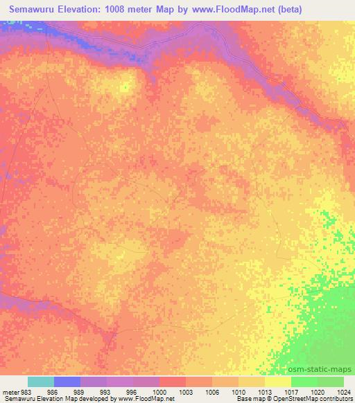 Semawuru,Zimbabwe Elevation Map