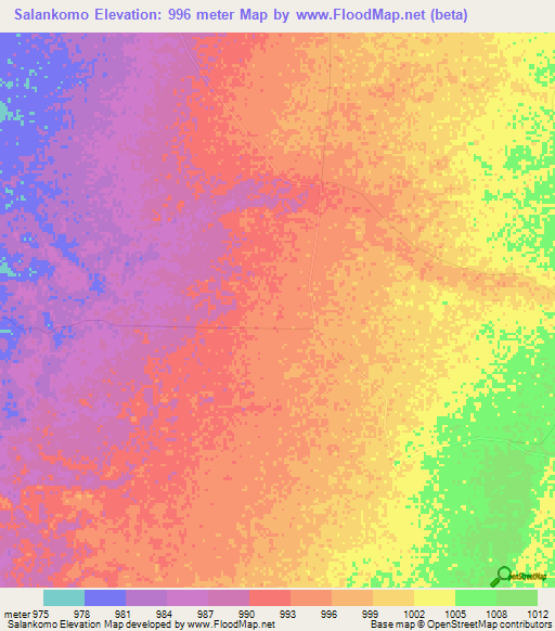 Salankomo,Zimbabwe Elevation Map