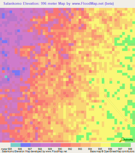 Salankomo,Zimbabwe Elevation Map