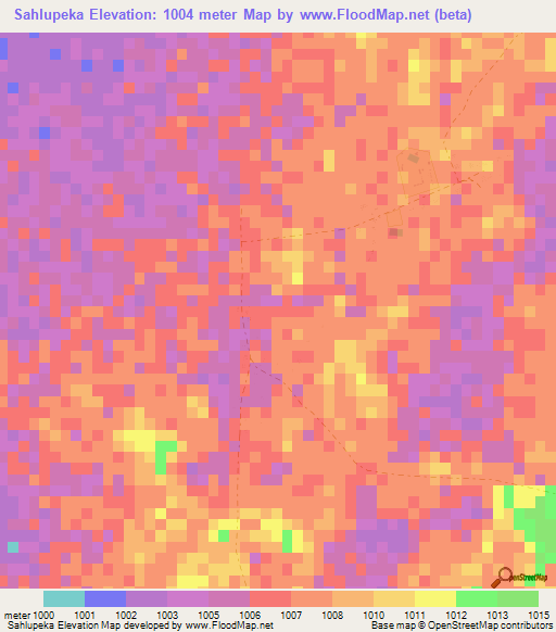 Sahlupeka,Zimbabwe Elevation Map