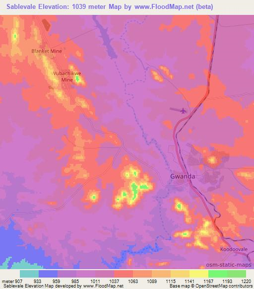 Sablevale,Zimbabwe Elevation Map