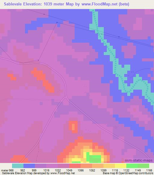Sablevale,Zimbabwe Elevation Map