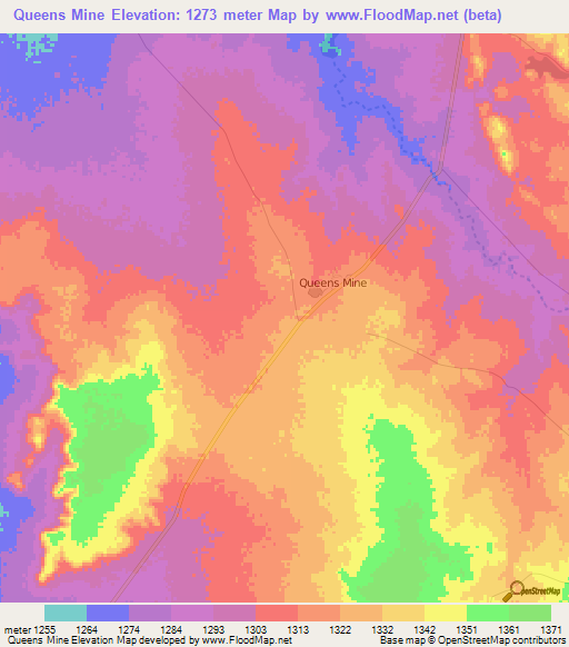 Queens Mine,Zimbabwe Elevation Map