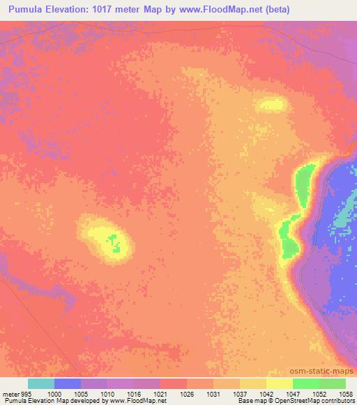 Pumula,Zimbabwe Elevation Map