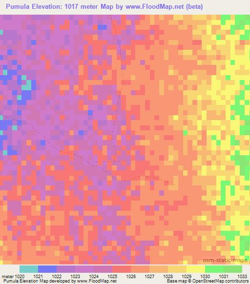 Pumula,Zimbabwe Elevation Map
