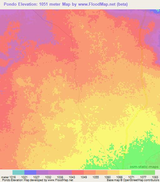 Pondo,Zimbabwe Elevation Map