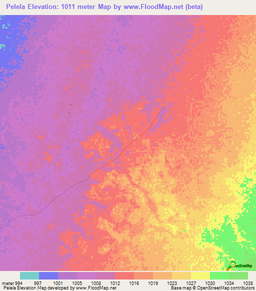Pelela,Zimbabwe Elevation Map
