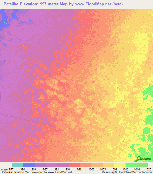 Patalika,Zimbabwe Elevation Map