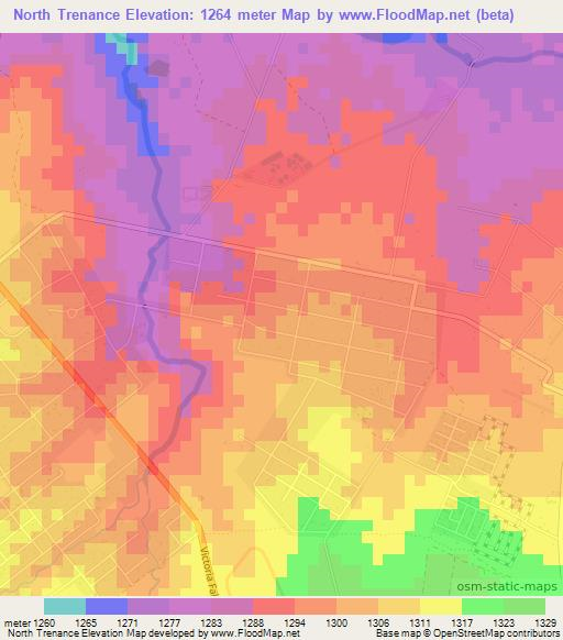North Trenance,Zimbabwe Elevation Map