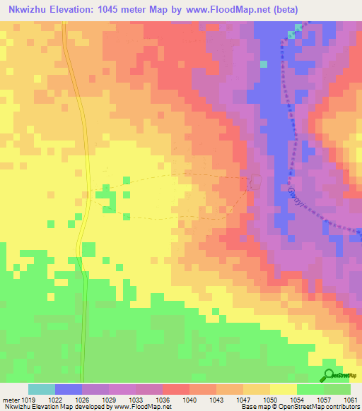 Nkwizhu,Zimbabwe Elevation Map