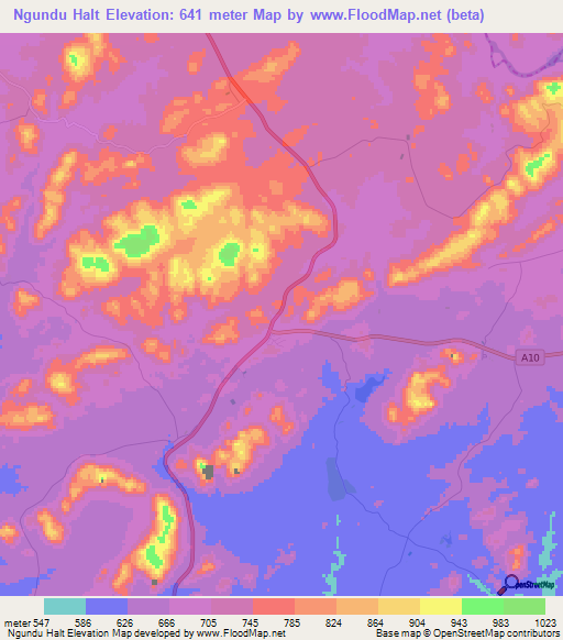 Ngundu Halt,Zimbabwe Elevation Map