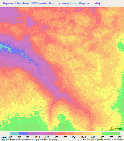 Ngoma,Zimbabwe Elevation Map