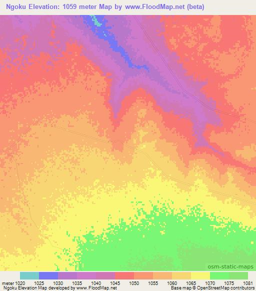 Ngoku,Zimbabwe Elevation Map