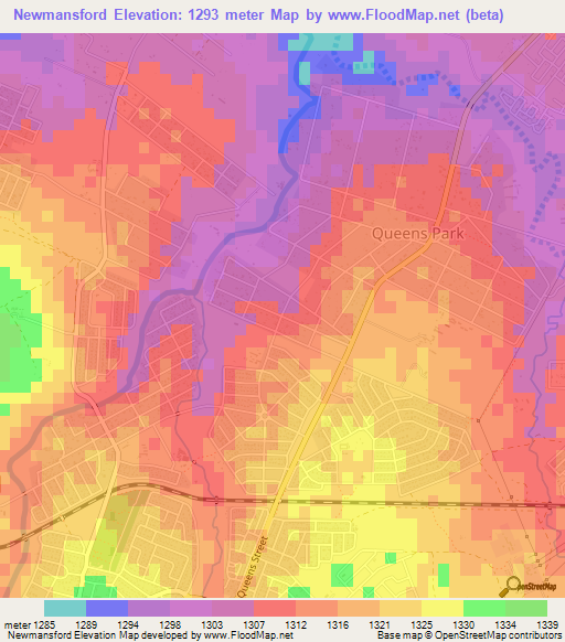 Newmansford,Zimbabwe Elevation Map