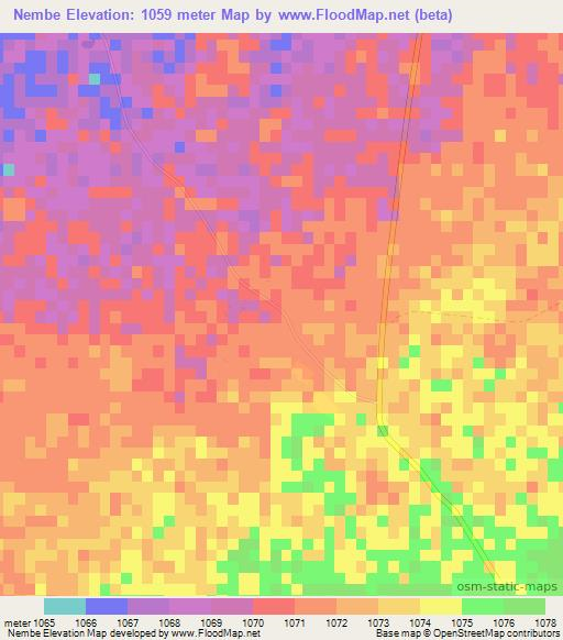 Nembe,Zimbabwe Elevation Map