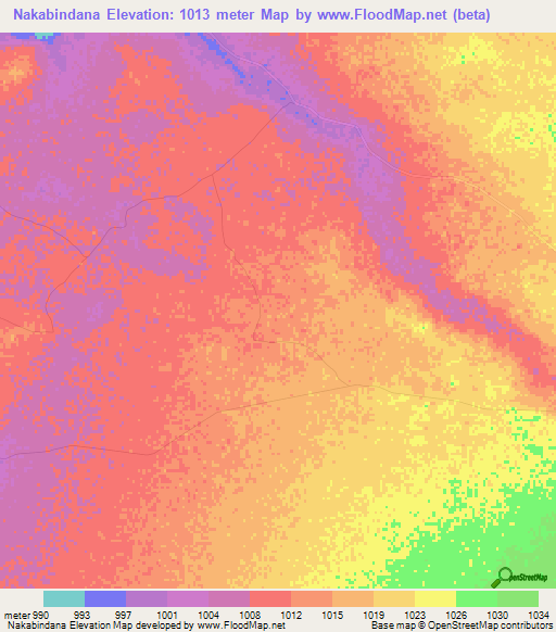 Nakabindana,Zimbabwe Elevation Map