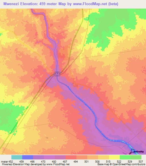Mwenezi,Zimbabwe Elevation Map