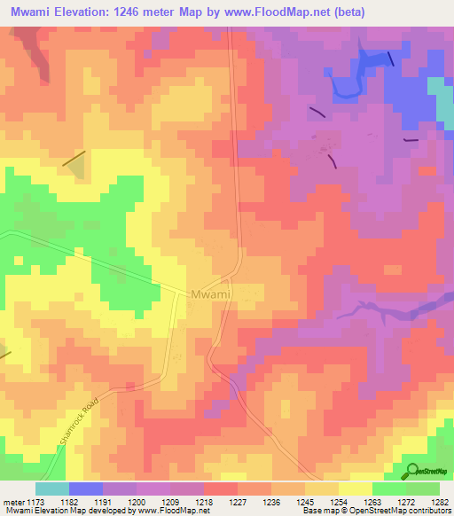 Mwami,Zimbabwe Elevation Map