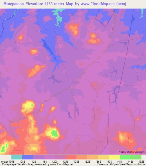 Mutepatepa,Zimbabwe Elevation Map