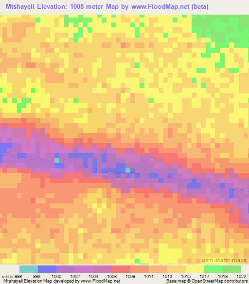 Mtshayeli,Zimbabwe Elevation Map
