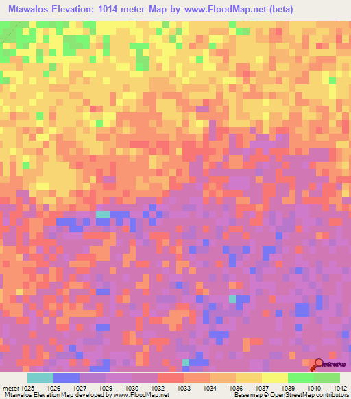 Mtawalos,Zimbabwe Elevation Map