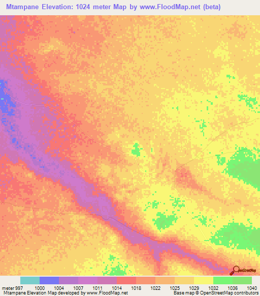Mtampane,Zimbabwe Elevation Map