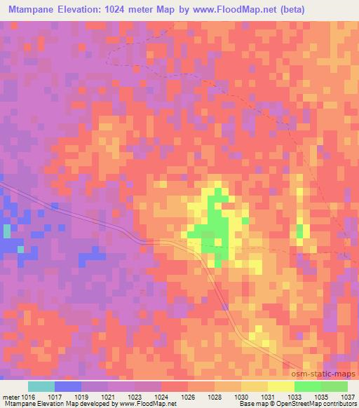 Mtampane,Zimbabwe Elevation Map