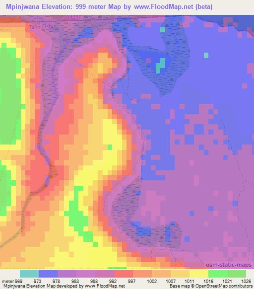 Mpinjwana,Zimbabwe Elevation Map
