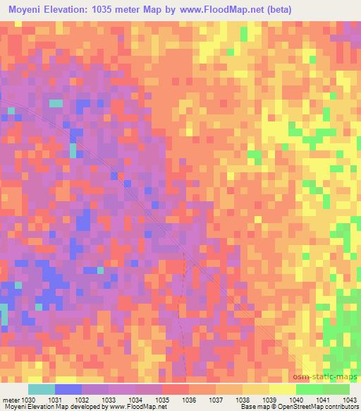 Moyeni,Zimbabwe Elevation Map