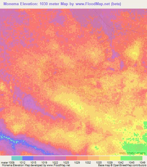 Monema,Zimbabwe Elevation Map