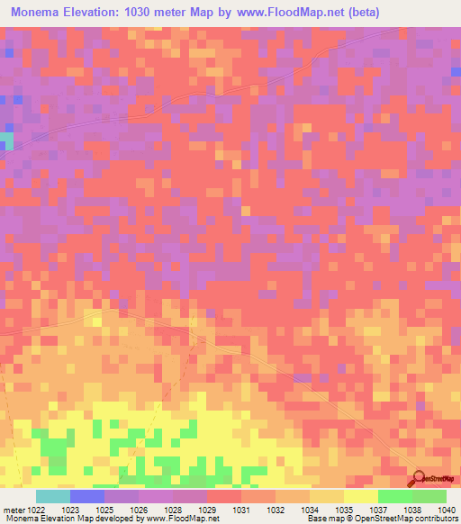 Monema,Zimbabwe Elevation Map