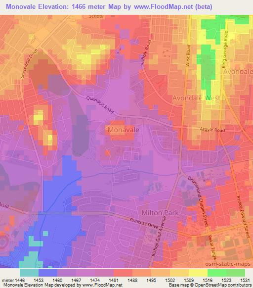 Monovale,Zimbabwe Elevation Map