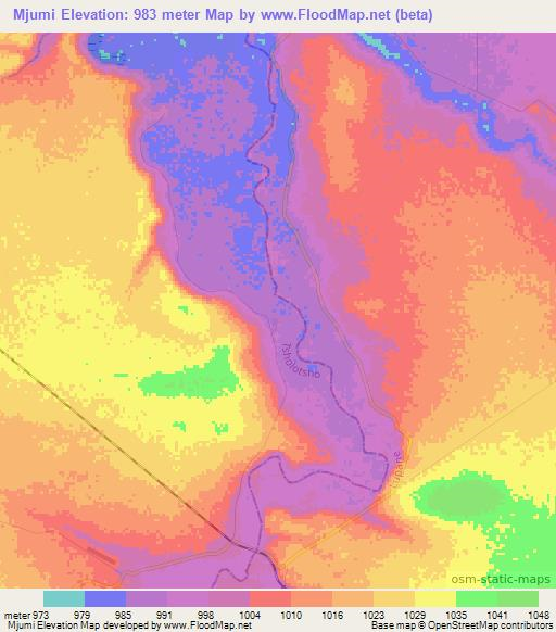 Mjumi,Zimbabwe Elevation Map