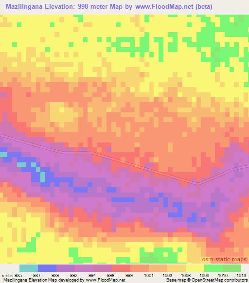 Mazilingana,Zimbabwe Elevation Map