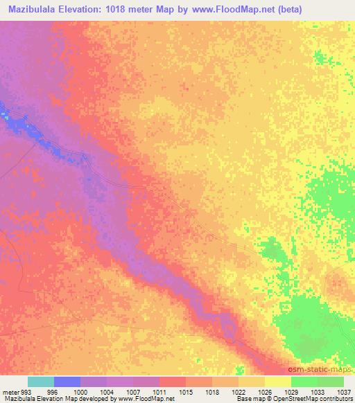 Mazibulala,Zimbabwe Elevation Map