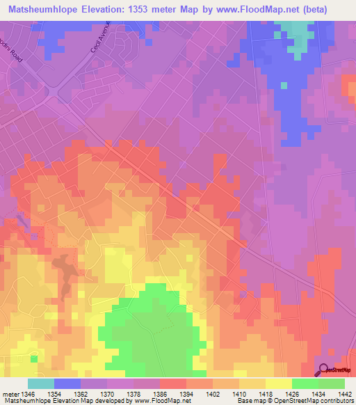 Matsheumhlope,Zimbabwe Elevation Map