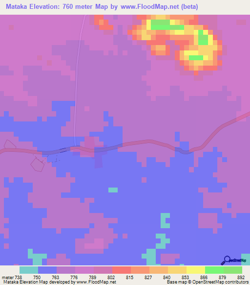 Mataka,Zimbabwe Elevation Map