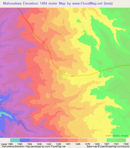 Mahusekwa,Zimbabwe Elevation Map