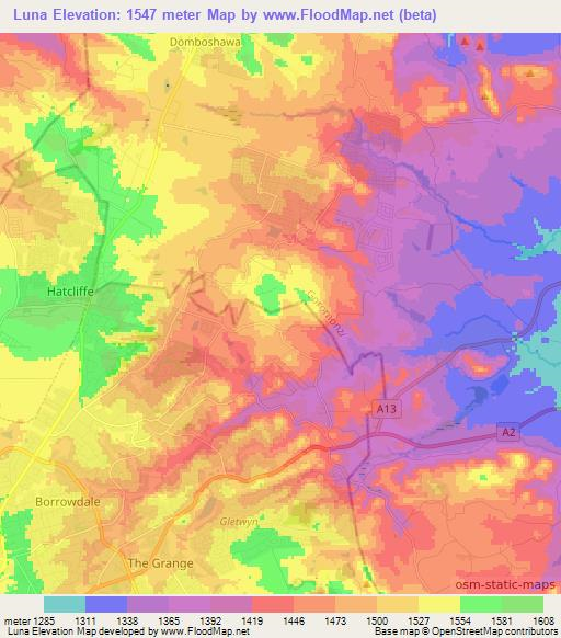 Luna,Zimbabwe Elevation Map