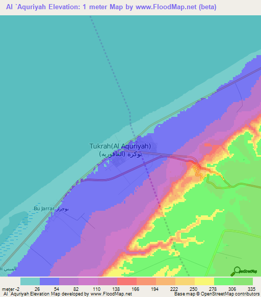 Al `Aquriyah,Libya Elevation Map