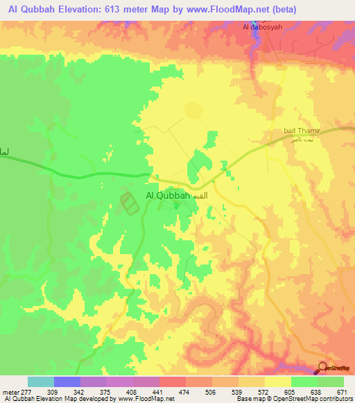 Al Qubbah,Libya Elevation Map