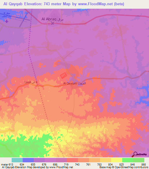 Al Qayqab,Libya Elevation Map